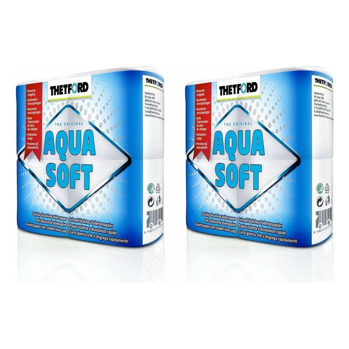 Thetford Aqua Soft Toilet Tissue Paper 8 x Rolls Motorhome Waste Thetford  - Dynamic Drive