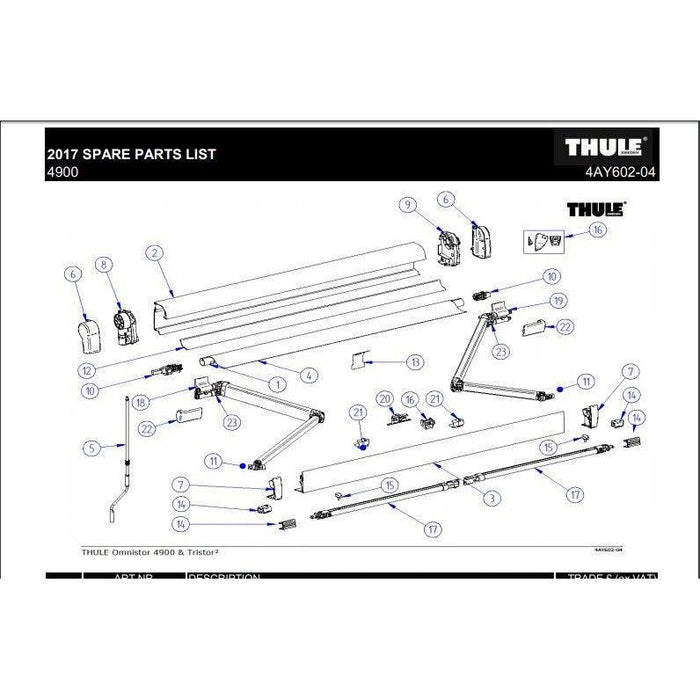 Thule Awning Connection Pieces Tension Rafter (4900 & Tristor Models) 1500602226 Thule  - Dynamic Drive