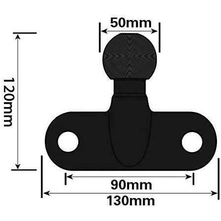 Towball Black Standard 50mm Heavy Duty E Approved Hitch Head Tow 90mm Fixings Maypole  - Dynamic Drive