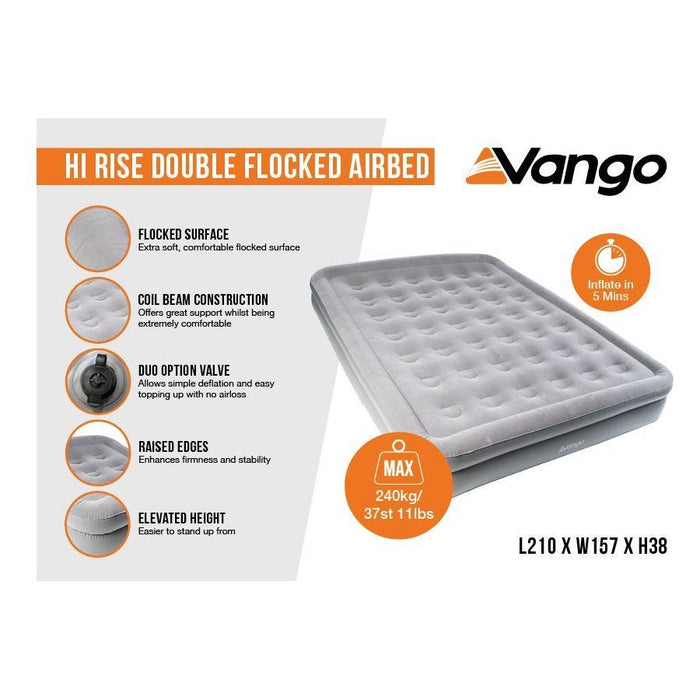 Vango Hi Rise Double Airbed Flocked Camping Caravan Awning Raised Air Bed Vango  - Dynamic Drive