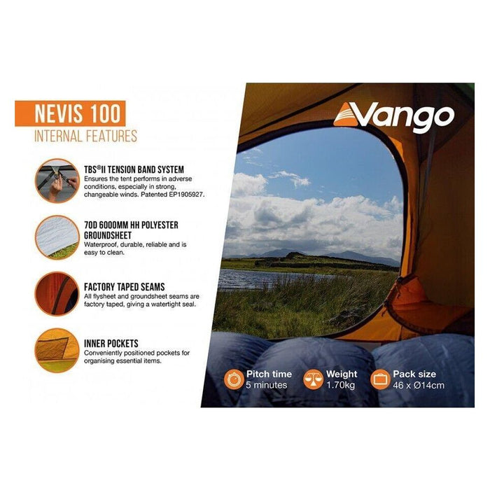 Vango Nevis 100 Tent - 1 Man Lightweight Tent Vango  - Dynamic Drive