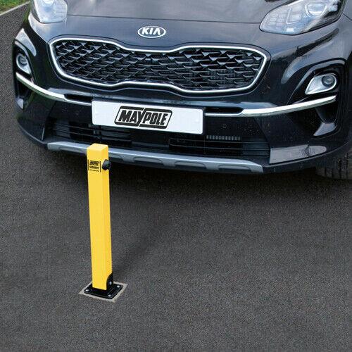 Maypole Square Security Parking Post Fold Down Bollard Lock Driveway Car Park Maypole  - Dynamic Drive